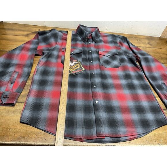 Dixxon Flannel “The Blazer” Mens Size Large Flannel Shirt Red Gray Large NWT - Picture 11 of 14